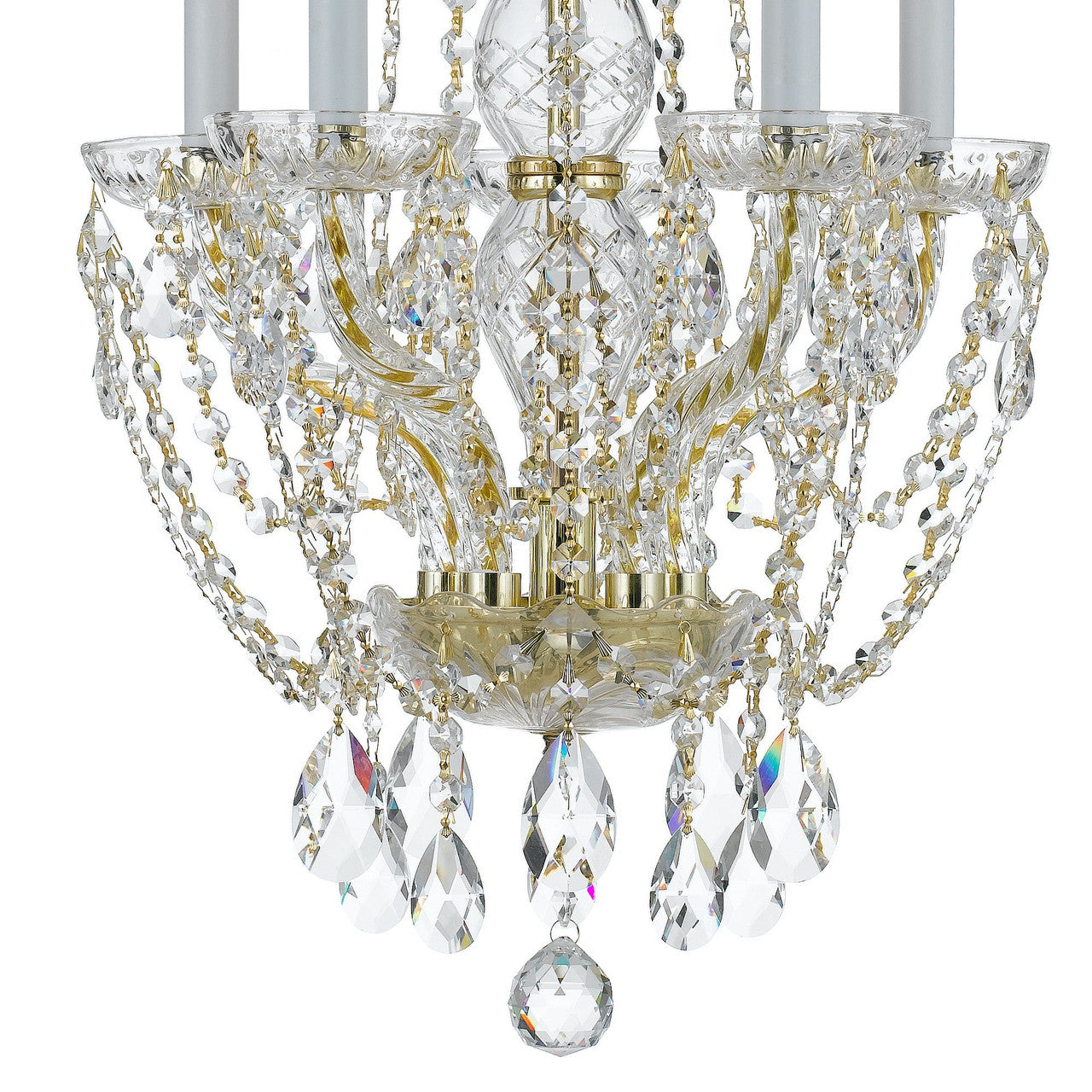 Crystorama Traditional Crystal 5 Light Hand Cut Crystal Polished Brass Mini Chandelier 1129-PB-CL-MWP