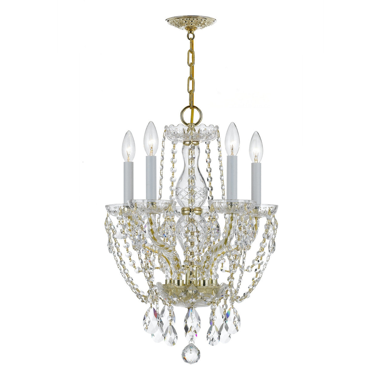 Crystorama Traditional Crystal 5 Light Hand Cut Crystal Polished Brass Mini Chandelier 1129-PB-CL-MWP