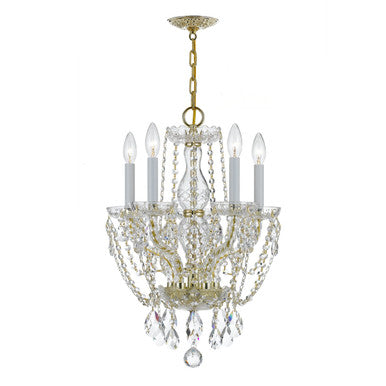 Crystorama Traditional Crystal 5 Light Hand Cut Crystal Polished Brass Mini Chandelier 1129-PB-CL-MWP