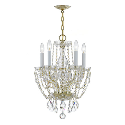 Crystorama Traditional Crystal 5 Light Swarovski Strass Crystal Polished Brass Mini Chandelier 1129-PB-CL-S