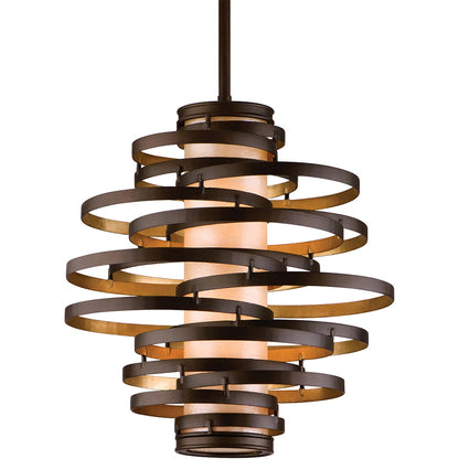 Corbett Lighting Vertigo Pendant in Bronze And Gold Leaf 113-42