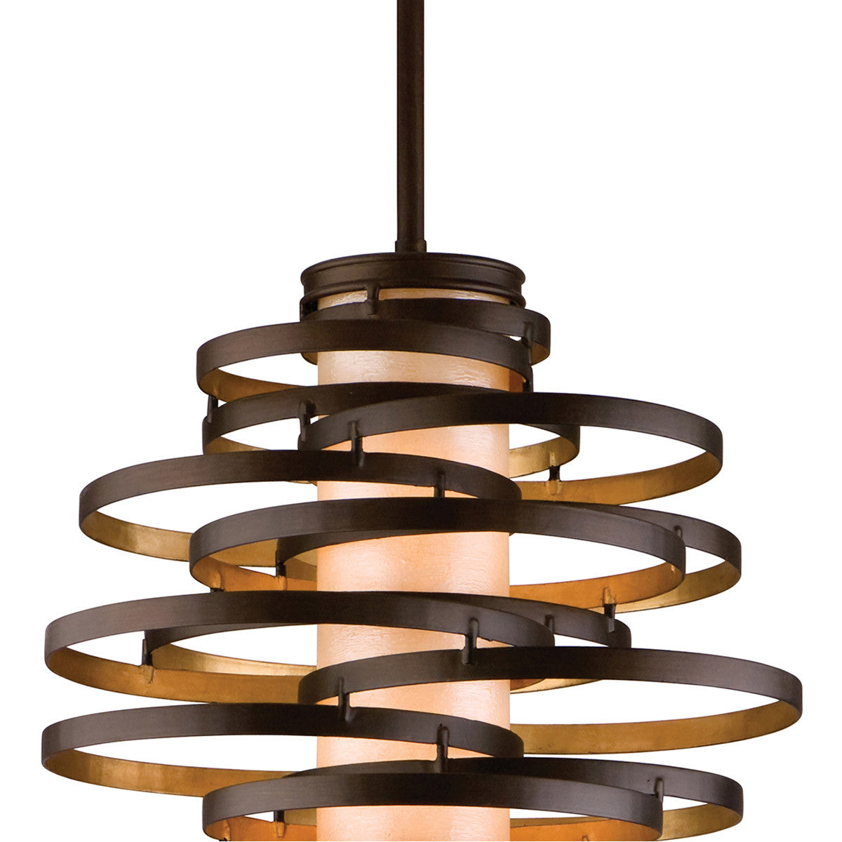 Corbett Lighting Vertigo Pendant in Bronze And Gold Leaf 113-42