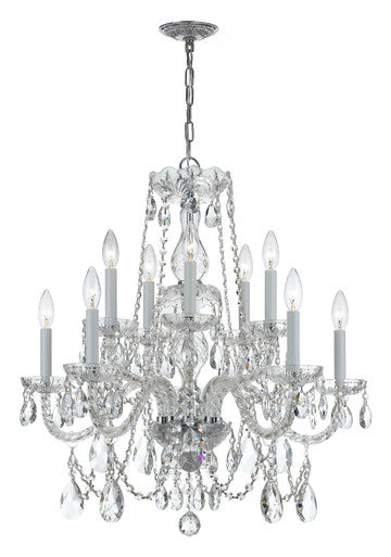 Crystorama Traditional Crystal 10 Light Hand Cut Crystal Polished Chrome Chandelier 1130-CH-CL-MWP