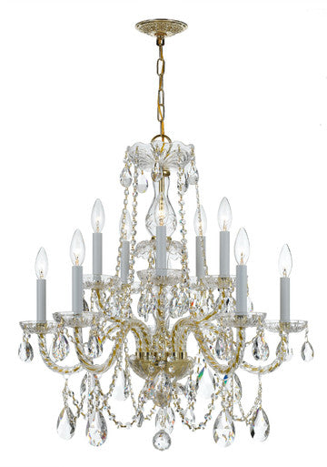 Crystorama Traditional Crystal 10 Light Hand Cut Crystal Polished Brass Chandelier 1130-PB-CL-MWP