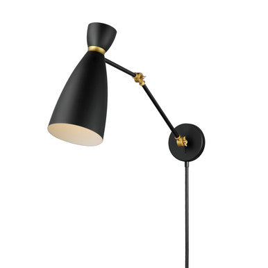 Maxim Carillon Articulating Wall Sconce in Black / Satin Brass 11300BKSBR