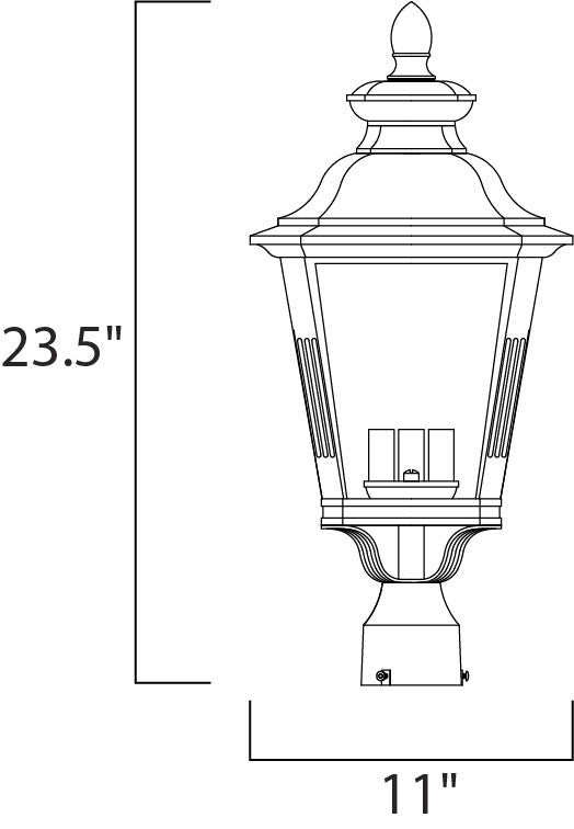 Maxim Knoxville 3-Light Outdoor Post in Bronze 1131CLBZ