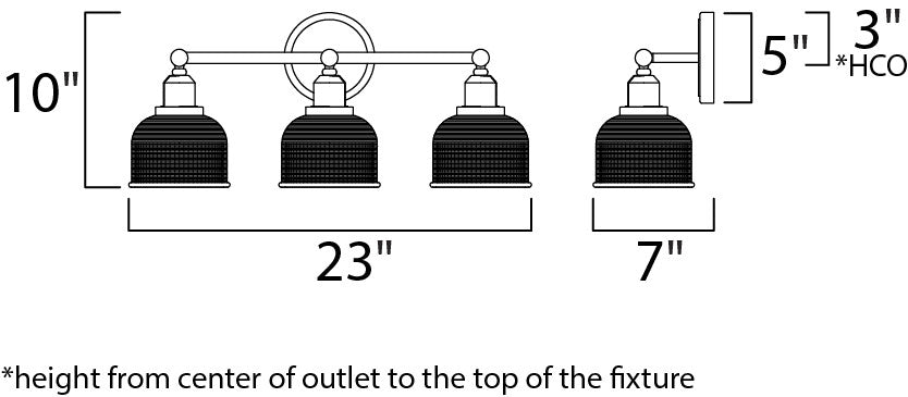 Maxim Hollow 3-Light Bath Vanity in Polished Chrome 11323CLPC