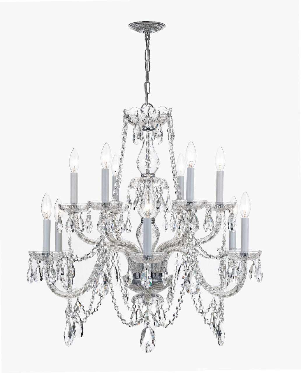 Crystorama Traditional Crystal 12 Light Clear Italian Crystal Polished Chrome Chandelier 1135-CH-CL-I