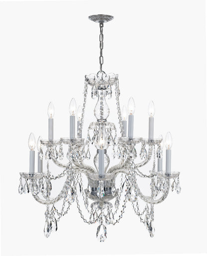 Crystorama Traditional Crystal 12 Light Clear Italian Crystal Polished Chrome Chandelier 1135-CH-CL-I