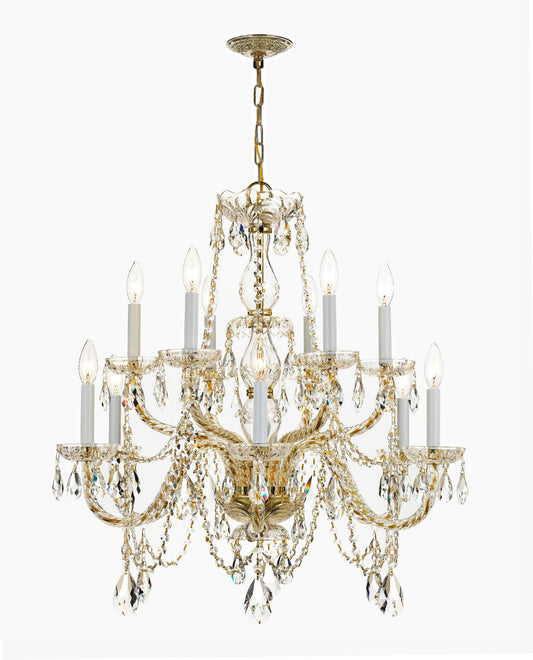 Crystorama Traditional Crystal 12 Light Hand Cut Crystal Polished Brass Chandelier 1135-PB-CL-MWP