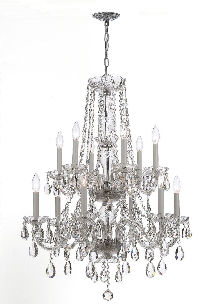 Crystorama Traditional Crystal 12 Light Hand Cut Crystal Polished Chrome Chandelier 1137-CH-CL-MWP