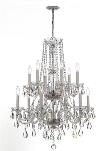 Crystorama Traditional Crystal 12 Light Swarovski Strass Crystal Polished Chrome Chandelier 1137-CH-CL-S