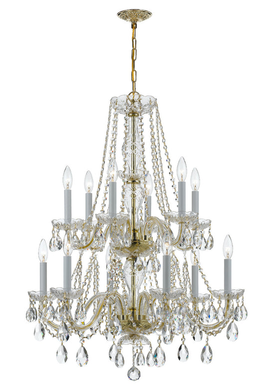 Crystorama Traditional Crystal 12 Light Hand Cut Crystal Polished Brass Chandelier 1137-PB-CL-MWP