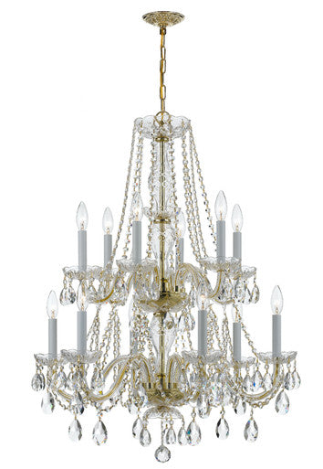 Crystorama Traditional Crystal 12 Light Swarovski Strass Crystal Polished Brass Chandelier 1137-PB-CL-S