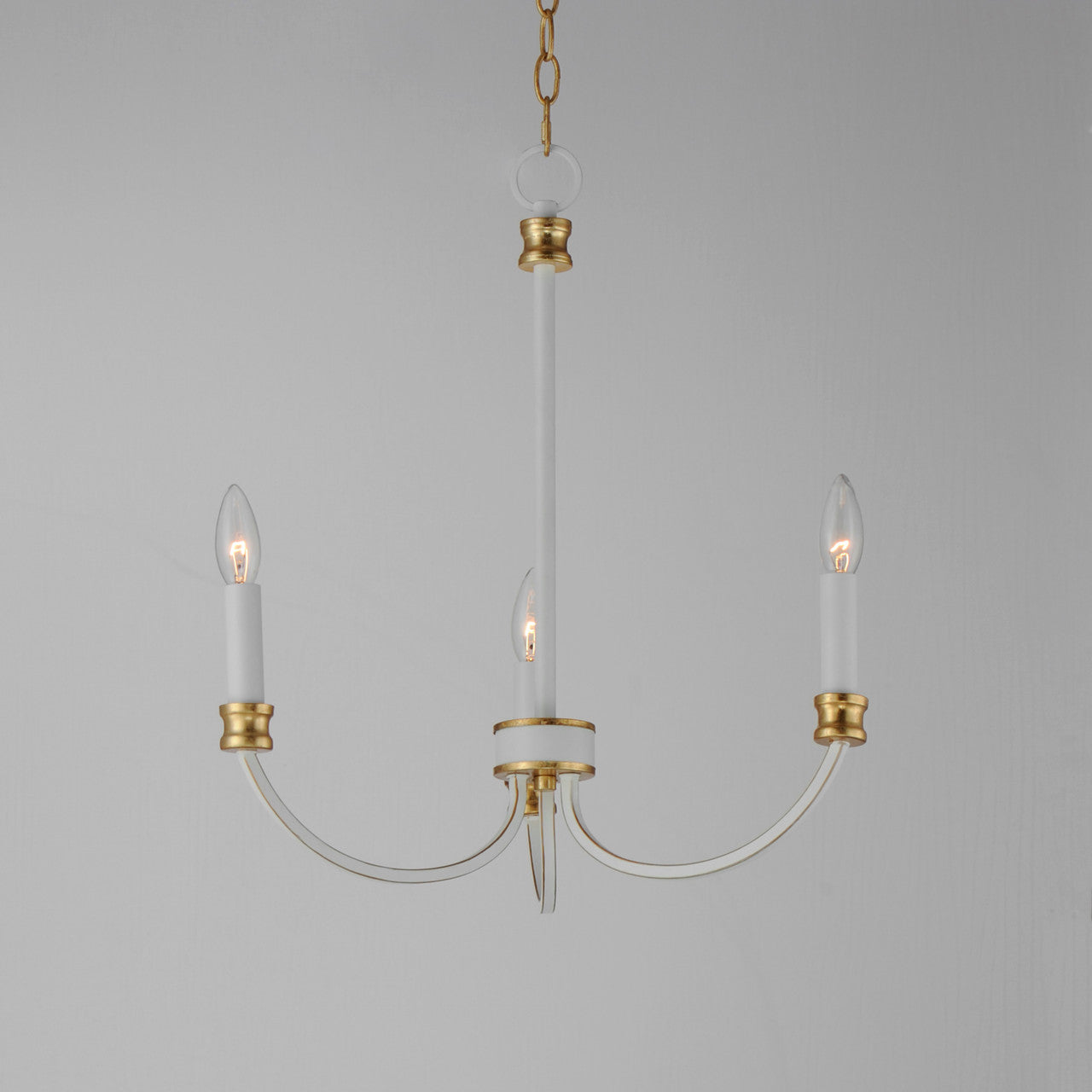 Maxim Charlton 3-Light Chandelier in Weathered White/Gold Leaf 11373WWTGL