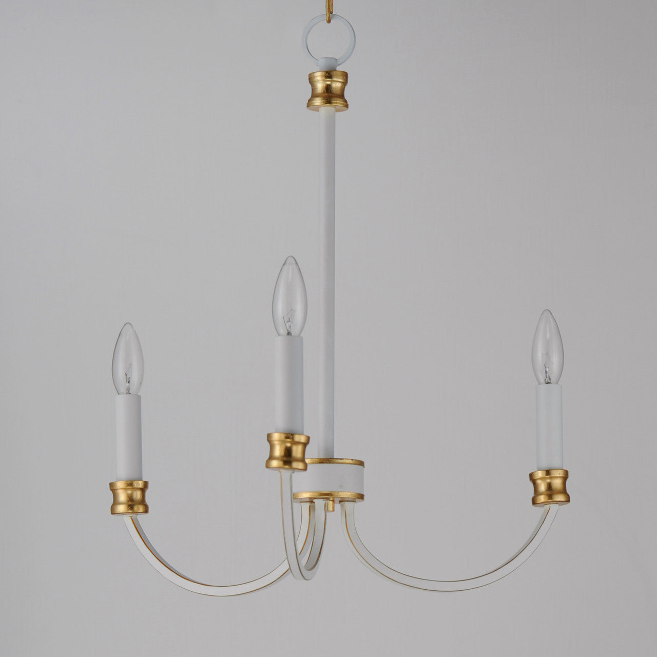 Maxim Charlton 3-Light Chandelier in Weathered White/Gold Leaf 11373WWTGL