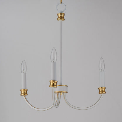 Maxim Charlton 3-Light Chandelier in Weathered White/Gold Leaf 11373WWTGL