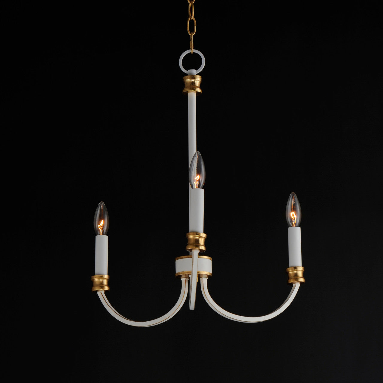 Maxim Charlton 3-Light Chandelier in Weathered White/Gold Leaf 11373WWTGL