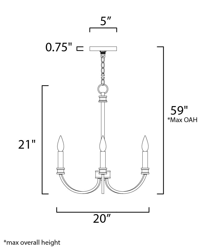 Maxim Charlton 3-Light Chandelier in Weathered White/Gold Leaf 11373WWTGL