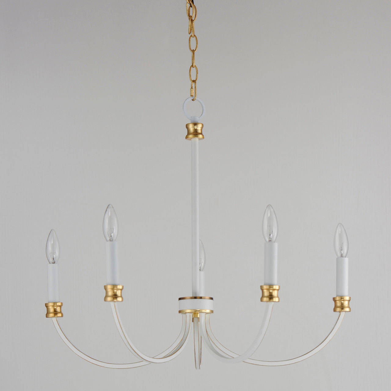 Maxim Charlton 5-Light Chandelier in Weathered White/Gold Leaf 11375WWTGL