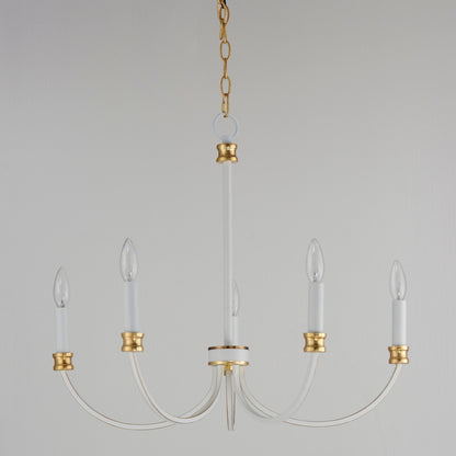 Maxim Charlton 5-Light Chandelier in Weathered White/Gold Leaf 11375WWTGL