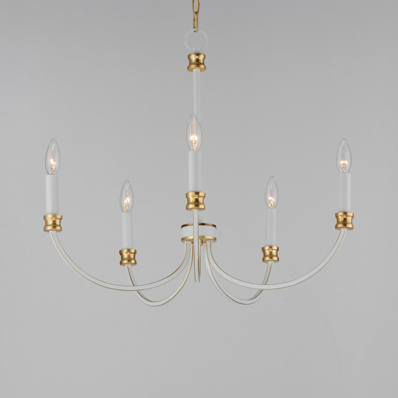 Maxim Charlton 5-Light Chandelier in Weathered White/Gold Leaf 11375WWTGL