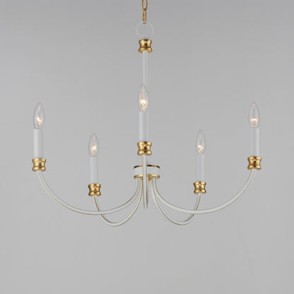 Maxim Charlton 5-Light Chandelier in Weathered White/Gold Leaf 11375WWTGL