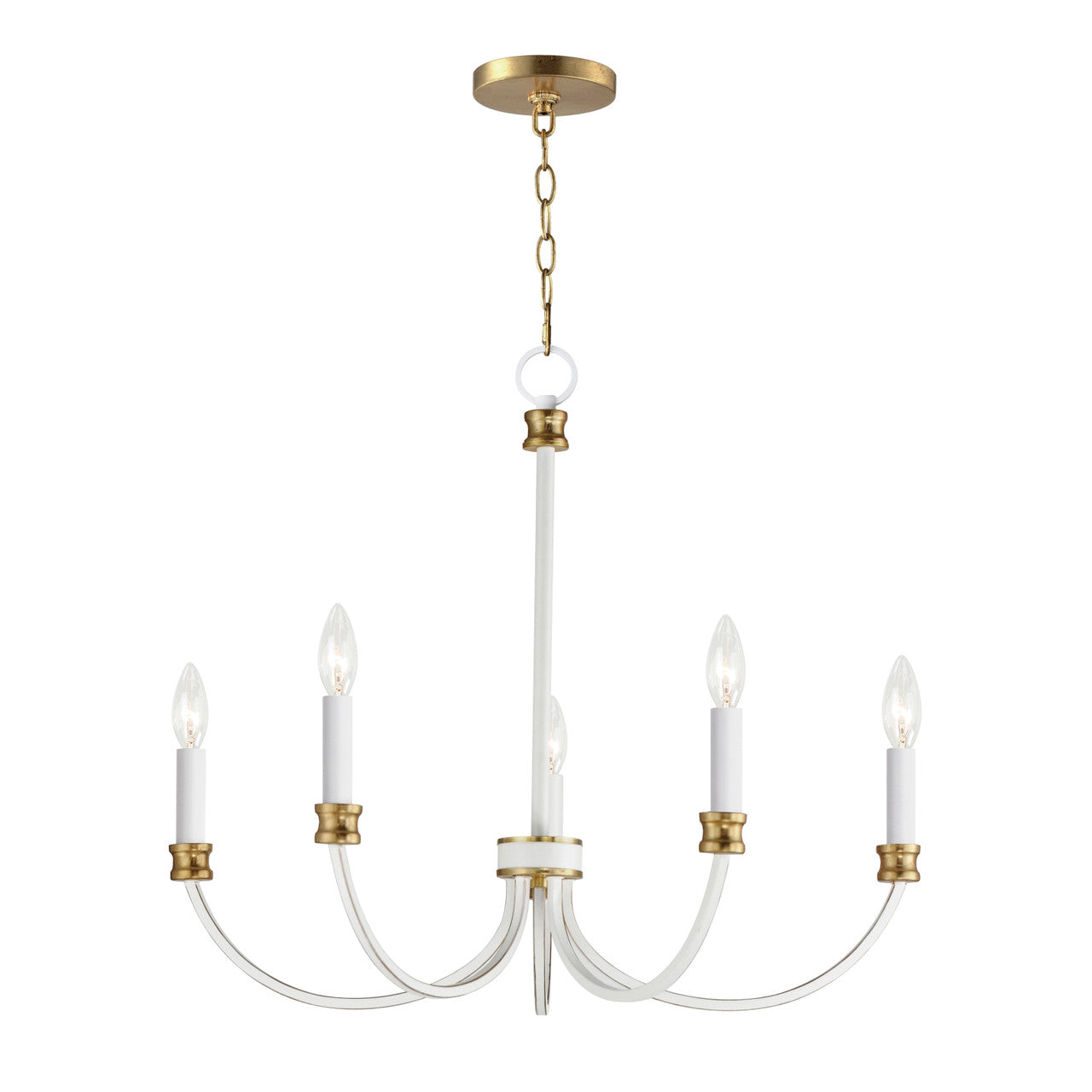 Maxim Charlton 5-Light Chandelier in Weathered White/Gold Leaf 11375WWTGL