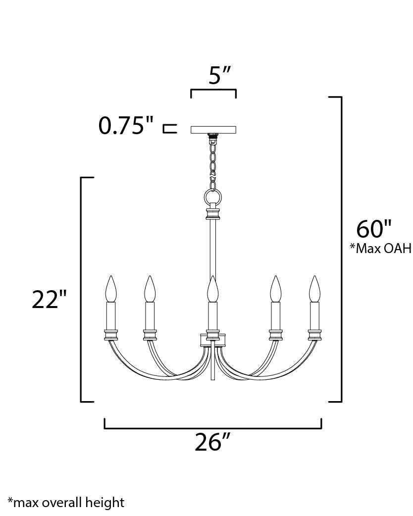 Maxim Charlton 5-Light Chandelier in Weathered White/Gold Leaf 11375WWTGL