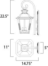 Maxim Knoxville 3-Light Outdoor Wall in Bronze 1137CLBZ