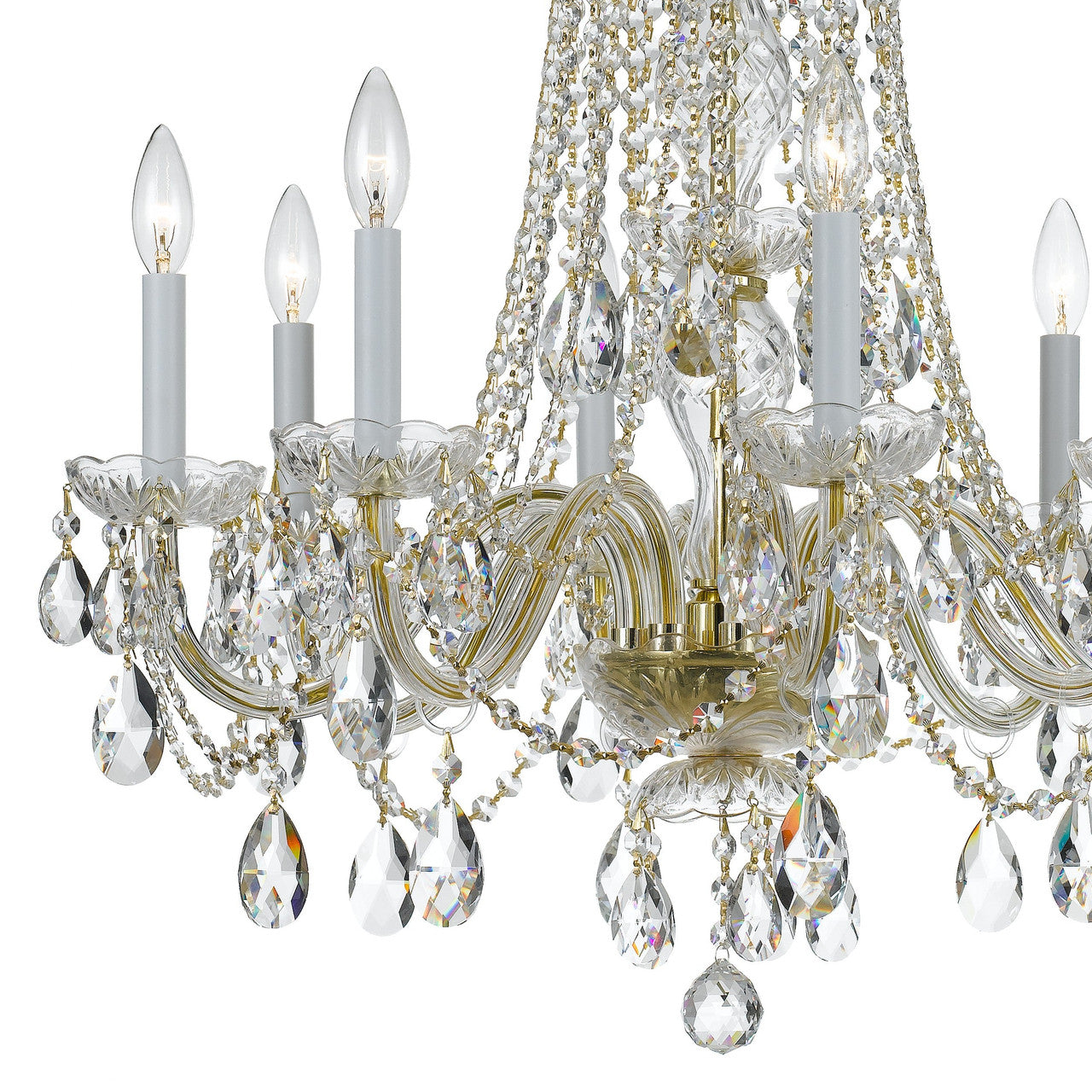 Crystorama Traditional Crystal 8 Light Hand Cut Crystal Polished Brass Chandelier 1138-PB-CL-MWP