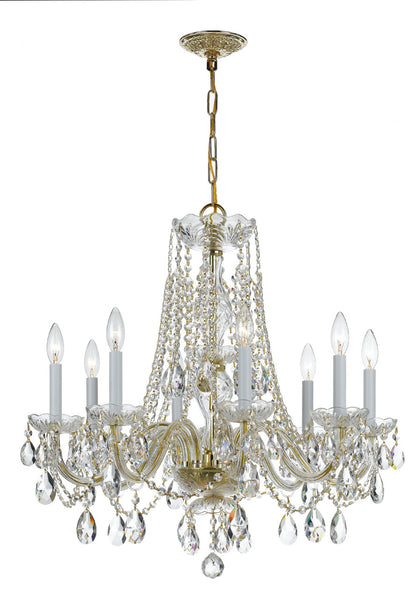 Crystorama Traditional Crystal 8 Light Hand Cut Crystal Polished Brass Chandelier 1138-PB-CL-MWP