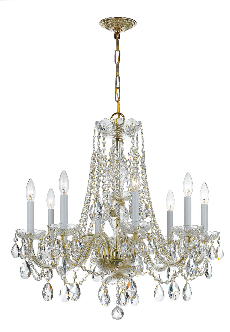 Crystorama Traditional Crystal 8 Light Swarovski Strass Crystal Polished Brass Chandelier 1138-PB-CL-S