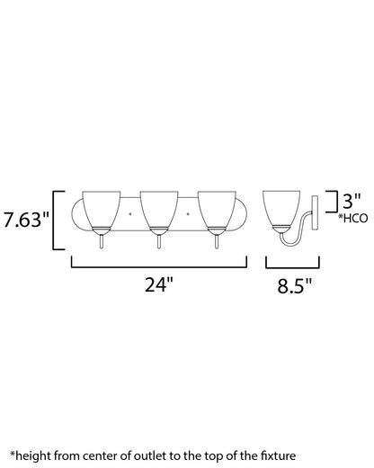 Maxim Axis 3-Light Strip Bath Vanity in Satin Nickel 11383FTSN