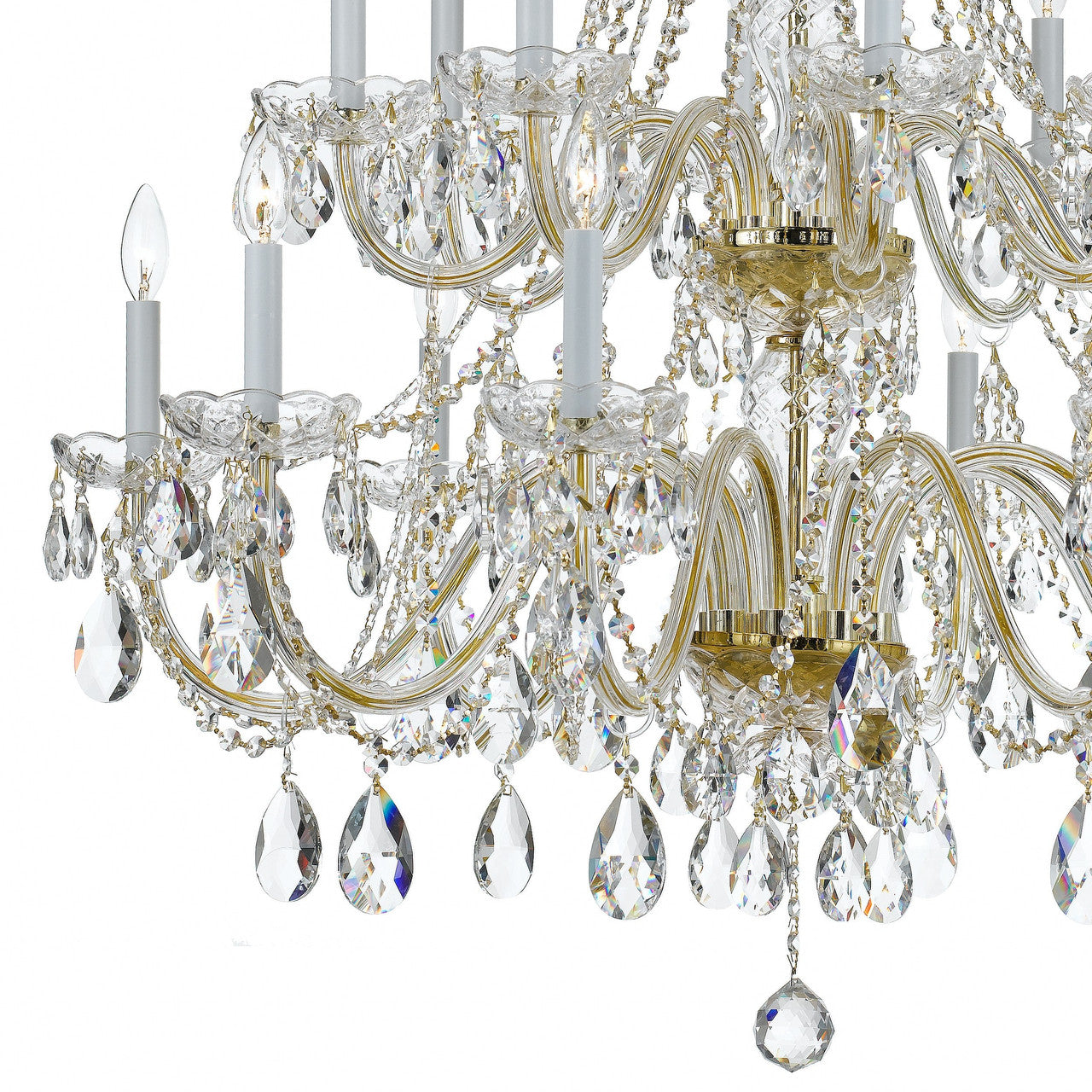 Crystorama Traditional Crystal 16 Light Hand Cut Crystal Polished Brass Chandelier 1139-PB-CL-MWP