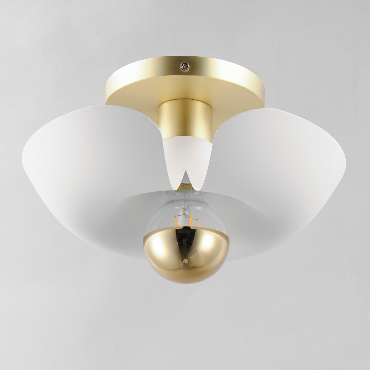 Maxim Poppy 12" Flush Mount in White/Satin Brass 11390WTSBR