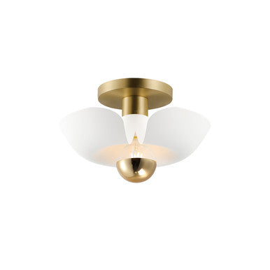 Maxim Poppy 12" Flush Mount in White/Satin Brass 11390WTSBR