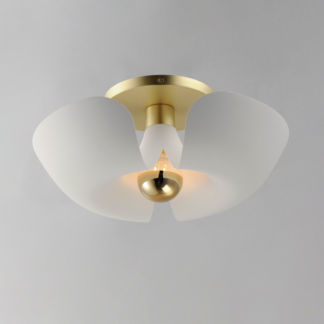 Maxim Poppy 18" Flush Mount in White/Satin Brass 11399WTSBR