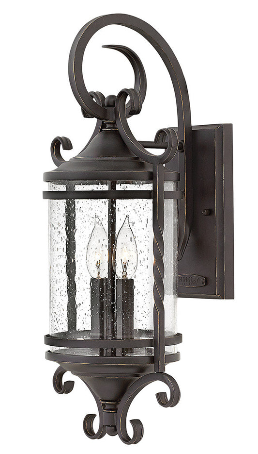 Hinkley Lighting Casa Medium Wall Mount Lantern Olde Black with Clear Seedy glass Clear Seedy Glass 1143OL-CL