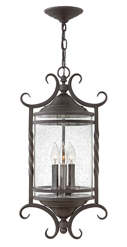 Hinkley Lighting Casa Extra Large Hanging Lantern Olde Black with Clear Seedy glass Clear Seedy Glass 1147OL-CL