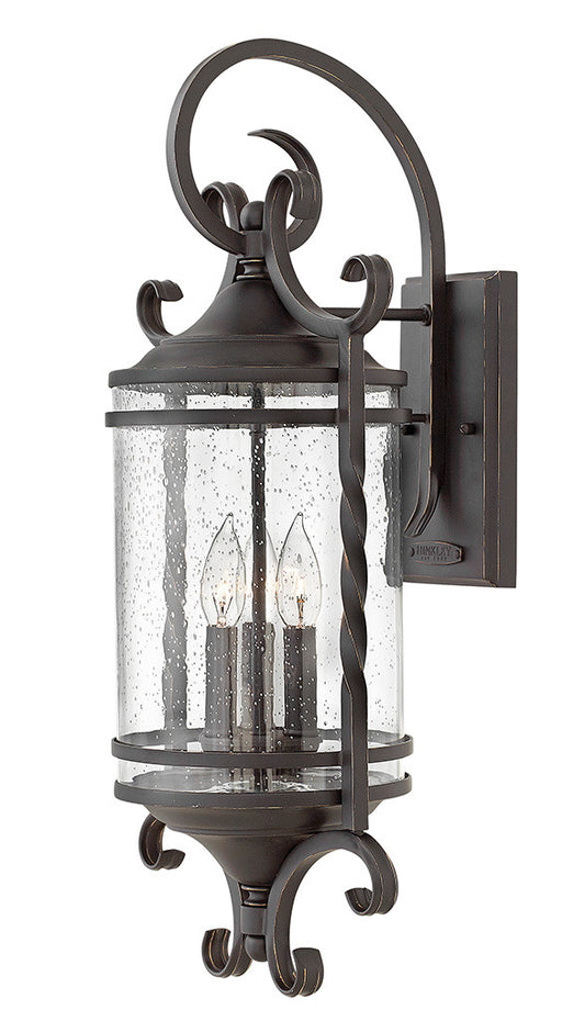 Hinkley Lighting Casa Extra Large Wall Mount Lantern Olde Black with Clear Seedy glass Clear Seedy Glass 1148OL-CL