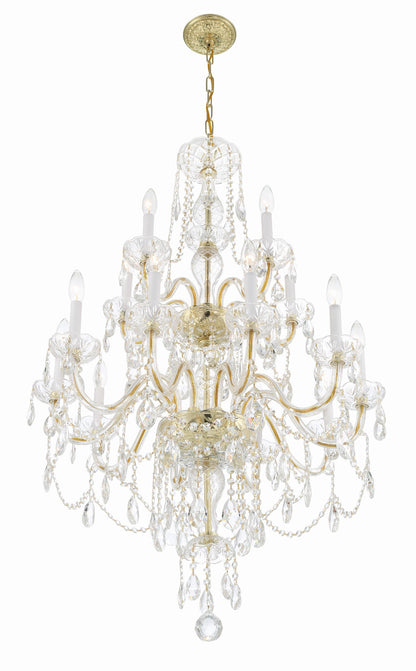 Crystorama Traditional Crystal 15 Light Polished Brass Chandelier 1155-PB-CL-MWP