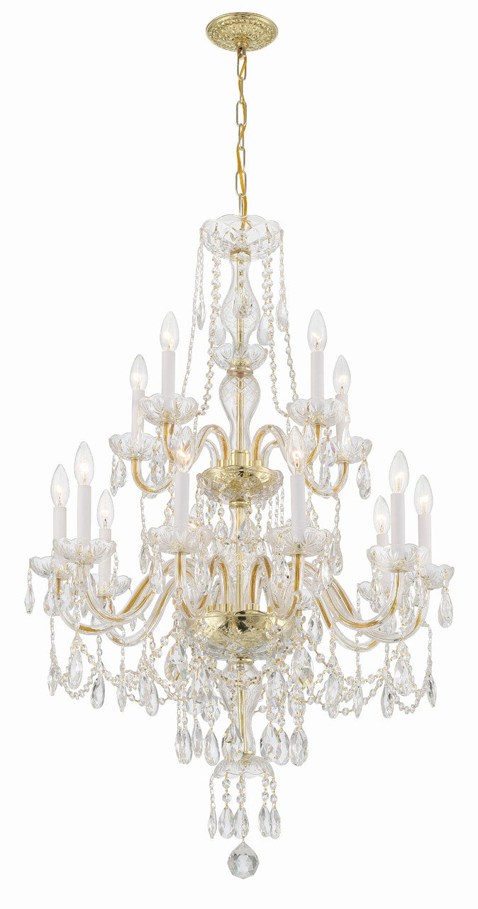 Crystorama Traditional Crystal 15 Light Polished Brass Chandelier 1155-PB-CL-MWP