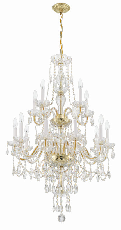 Crystorama Traditional Crystal 15 Light Polished Brass Chandelier 1155-PB-CL-MWP