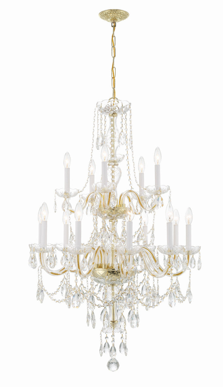 Crystorama Traditional Crystal 15 Light Polished Brass Chandelier 1155-PB-CL-MWP