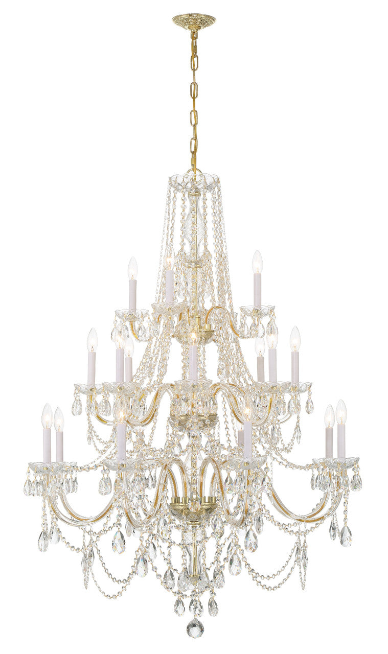 Crystorama Traditional Crystal 20 Light Polished Brass Chandelier 1157-PB-CL-MWP