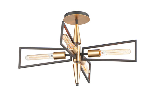 Maxim Wings 4-Light Flush Mount in Black / Satin Brass 11650BKSBR