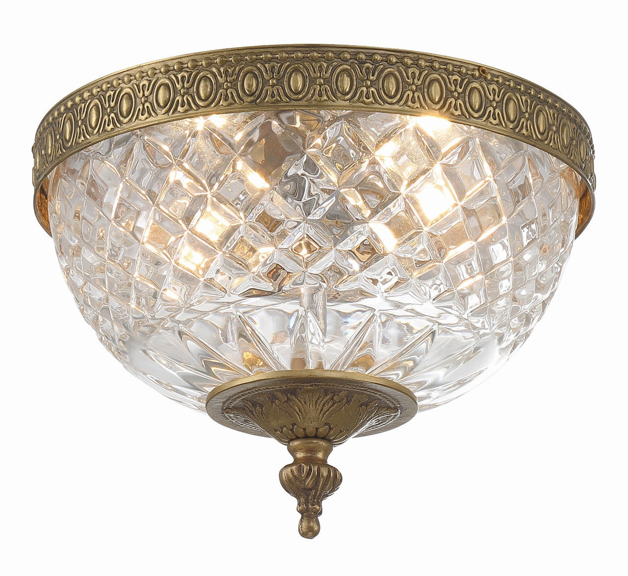 Crystorama Crystorama 2 Light Olde Brass Crystal Ceiling Mount 117-8-OB