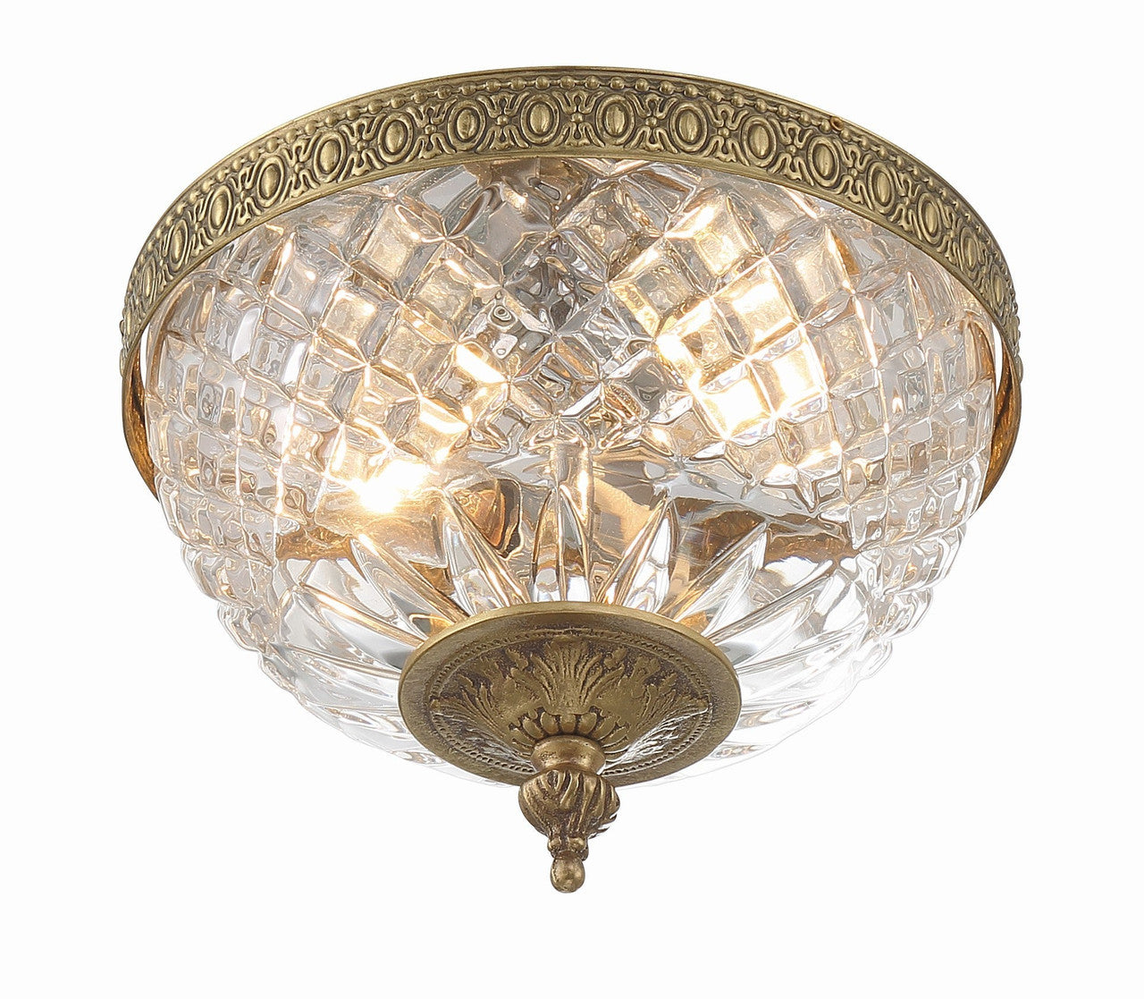 Crystorama Crystorama 2 Light Olde Brass Crystal Ceiling Mount 117-8-OB