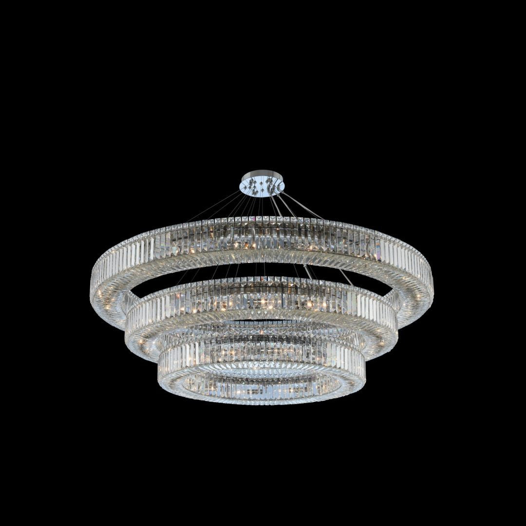 Allegri Crystal Rondelle (36 + 47 + 60) Inch 3 Tier Pendant in Chrome 11714-010-FR001